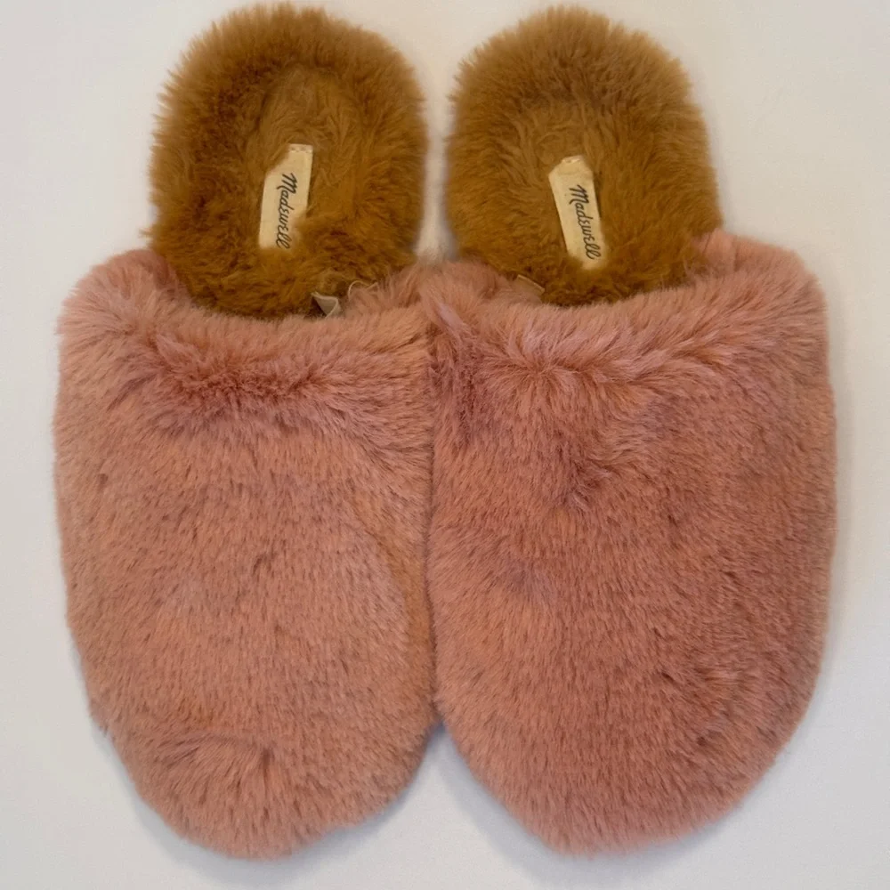 Madewell Pink Plush Faux Fur Slip-Ons - Picture 2 of 5